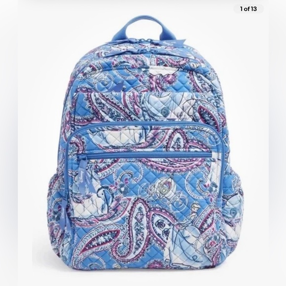 Vera Bradley Disney XL Campus Backpack - Cinderella Paisley NWT - Picture 1 of 11
